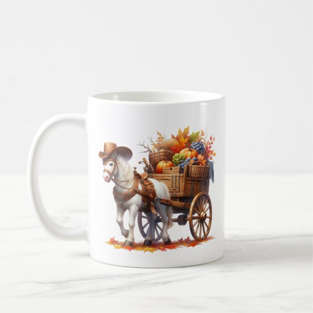 Mug Monogramme de cheval saisonnier d'automne amusant  (Gauche)