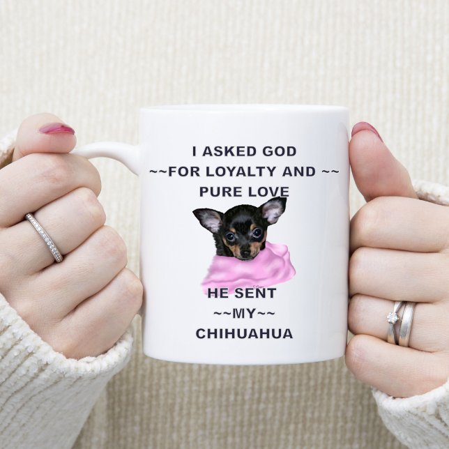 Mug Monogramme de chiot noir et tan Chihuahua (Créateur téléchargé)