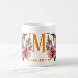 Mug Monogramme de colibri brodé Nom Customisé