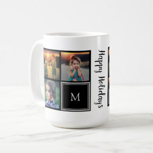 Mug monogramme de collage de photos de famille Happy H