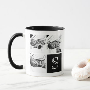 Mug Monogramme de collection photo Instagram noir et b