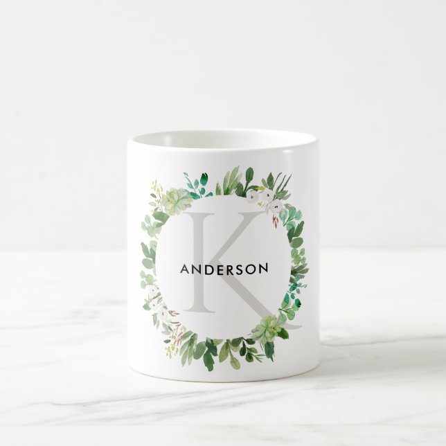 MUG MONOGRAMME DE COULEUR D'EAU SUCCULTE EUCALYPTUS FO (Centre)