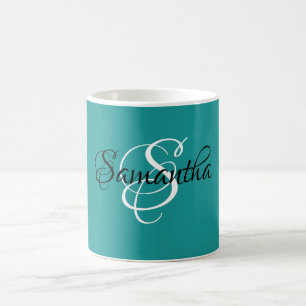 Mug Monogramme de couleur Turquoise Customisé à un scr