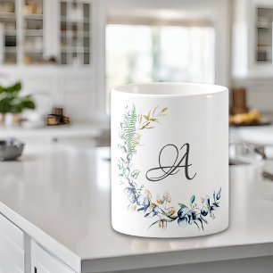 Mug Monogramme de couronne botanique chic