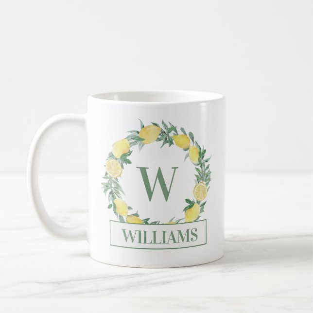 Mug Monogramme de couronne de citron (Gauche)
