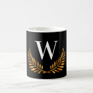 Mug Monogramme de couronne d'or noir