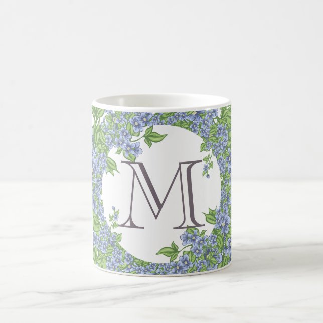 Mug Monogramme de couronne florale (Centre)