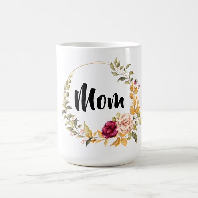 Mug Monogramme de couronne florale (Centre)
