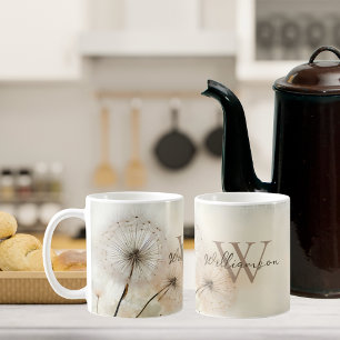 Mug Monogramme de Dandelions Rustiques