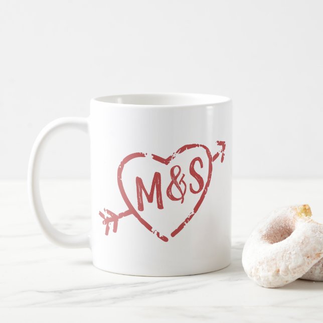 Mug Monogramme de Doodle toujours et toujours amoureux (Avec donut)