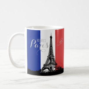 Mug Monogramme de drapeau de la France de Tour Eiffel