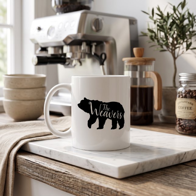 Mug Monogramme de famille d'ours rustique (Créateur téléchargé)