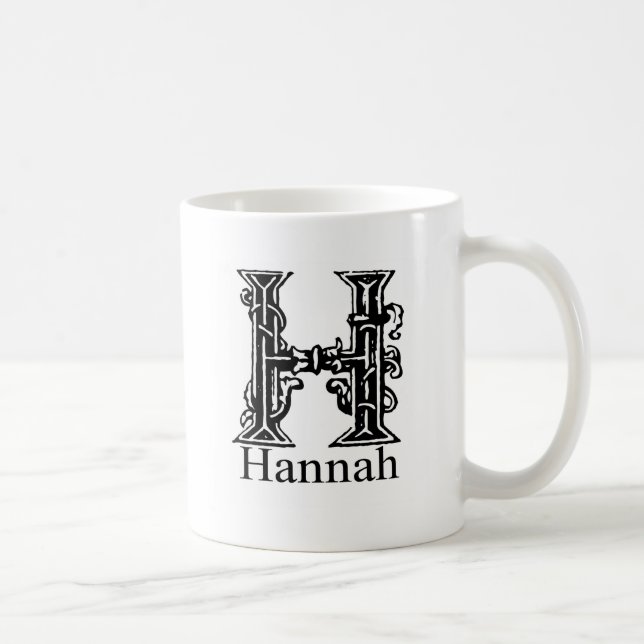 Mug Monogramme de fantaisie : Hannah (Droite)