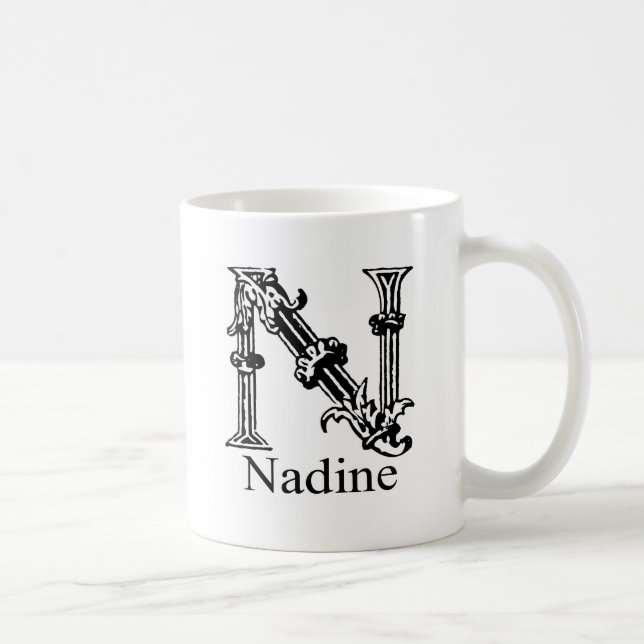 Mug Monogramme de fantaisie : Nadine (Droite)