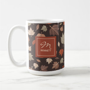 Mug Monogramme de feuilles d'automne Merci Reconnaissa