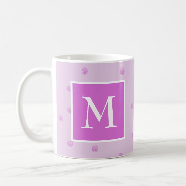 Mug Monogramme de fille Motif à points roses (Gauche)