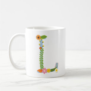Mug Monogramme de fleur Whimsical Rustique (L)
