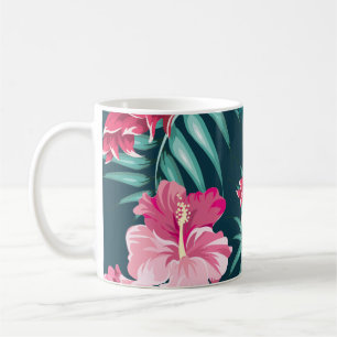 Mug Monogramme de fleurs roses exotiques