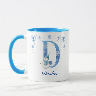 Mug Monogramme de flocon de neige de Noël personnalisé