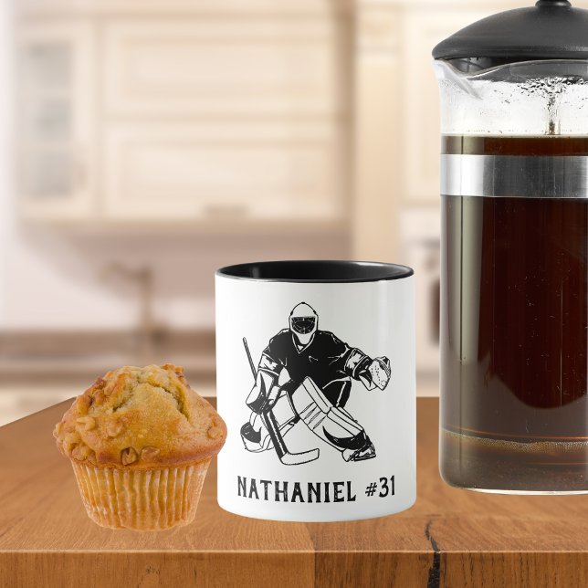 Mug Monogramme de gardien des objectifs de hockey sur  (Créateur téléchargé)
