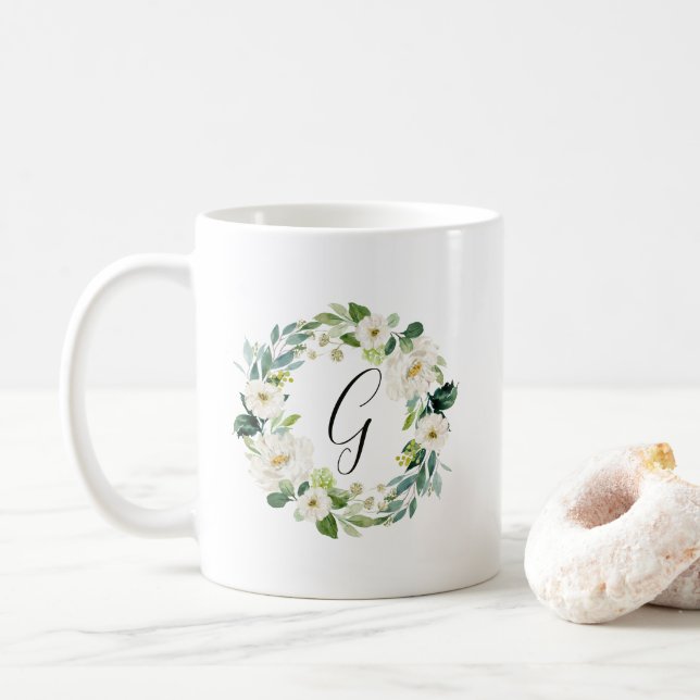 Mug Monogramme de germe blanc (Avec donut)