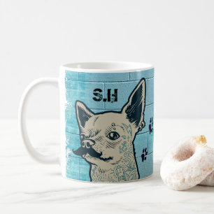 Mug Monogramme de graffiti Mustache Chihuahua