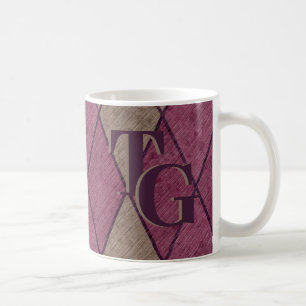 Mug Monogramme de Jacquard de diamant rouge classique