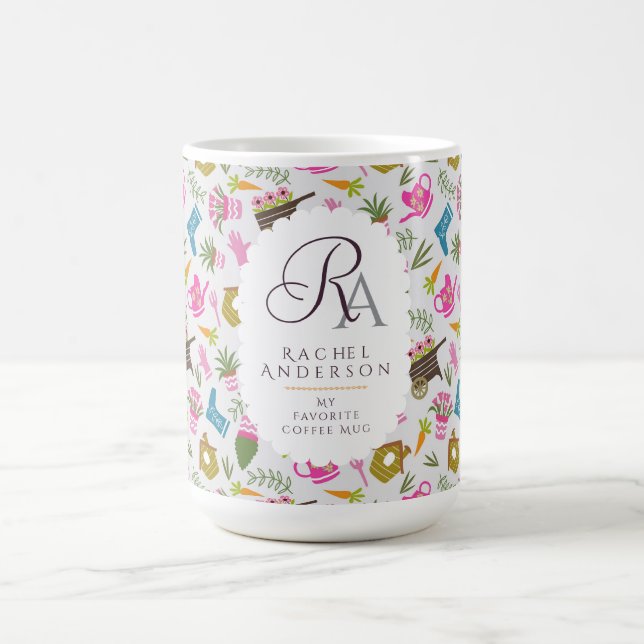 Mug Monogramme de jardinier gris (Centre)