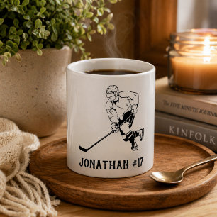 Mug Monogramme de joueur d'équipe de hockey sur glace