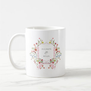 Mug Monogramme de la crête de mariage du jardin lunair