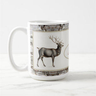 Mug Monogramme de la famille des cerfs de rennes/wapit
