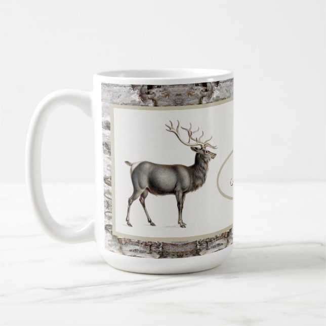 Mug  Monogramme de la famille du cerf / renne rustique (Gauche)