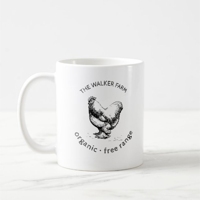 Mug monogramme de la ferme de poulet rustique (Gauche)