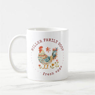 Mug Monogramme de la ferme familiale de poulet folk