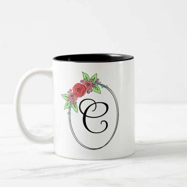 Mug monogramme de la flore de corail (Gauche)
