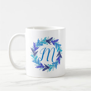 Mug Monogramme de la marine bleue Première couronne de