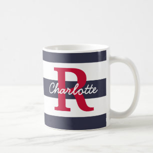 Mug Monogramme de la Marine Blue Stripes Crison