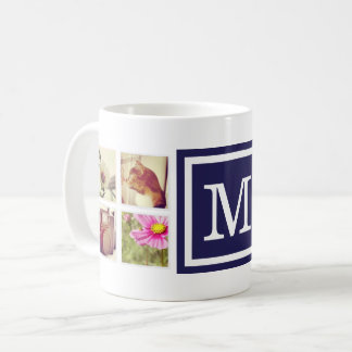 Mug Monogramme de la marine Instagram Photo Collage Mu