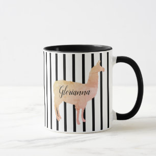 Mug Monogramme de lama rose à deux côtés