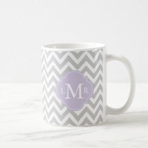 Mug Monogramme de lavande et motif de chevrons