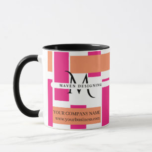 Mug Monogramme de l'entreprise Motif en bande féminine
