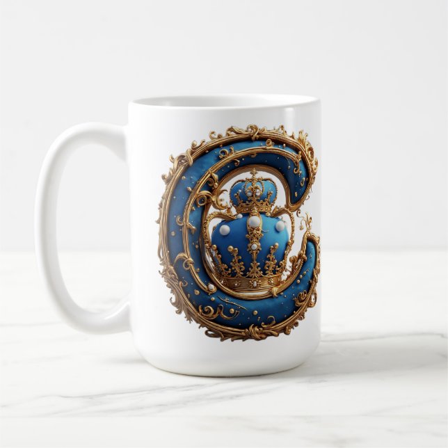 Mug Monogramme de lettre C bleu royal (Gauche)