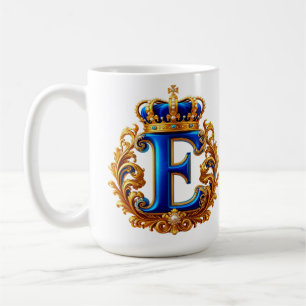 Mug Monogramme de lettre E bleu royal