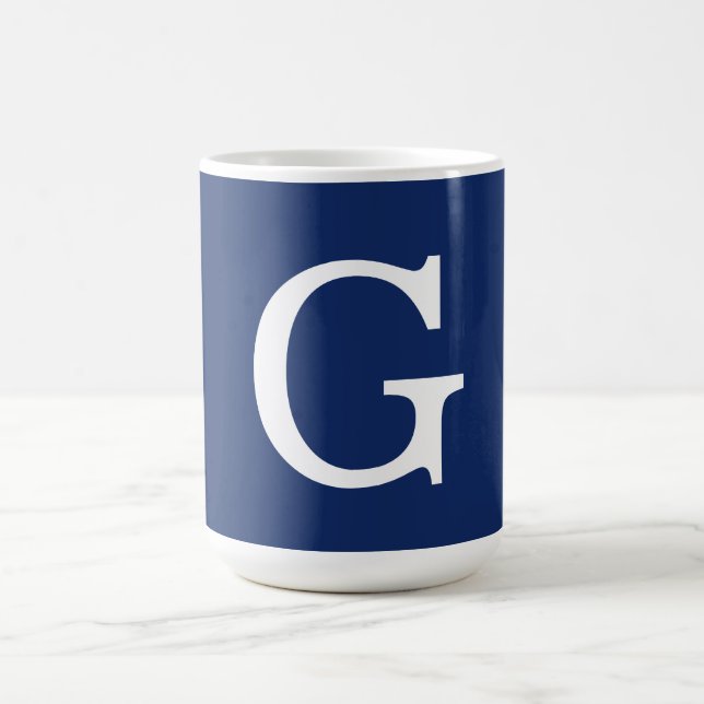 Mug Monogramme de lettre initiale bleu blanc simple (Centre)