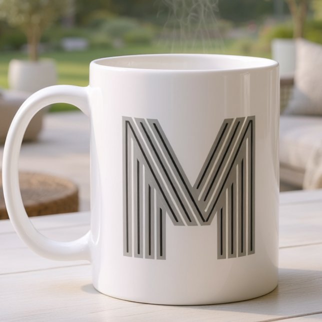 Mug Monogramme de lettre initiale noir blanc moderne é (Créateur téléchargé)