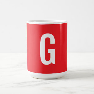 Mug Monogramme de lettre initiale rouge blanc simple