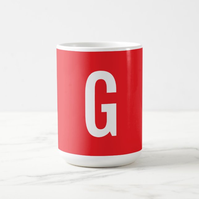 Mug Monogramme de lettre initiale rouge blanc simple (Centre)