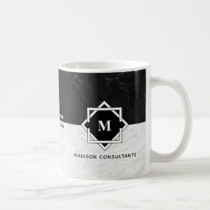 Mug Monogramme de marbre noir et blanc