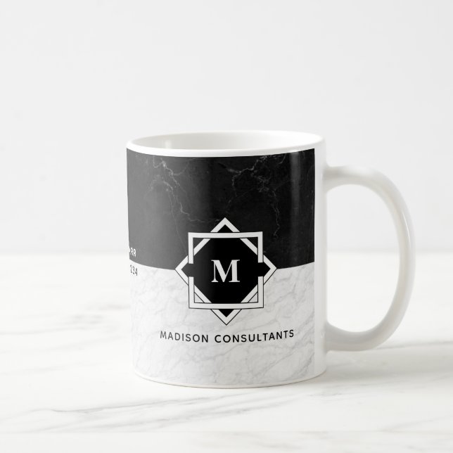 Mug Monogramme de marbre noir et blanc (Droite)