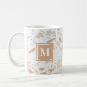 Mug Monogramme de marbre rose moderne Terrazzo